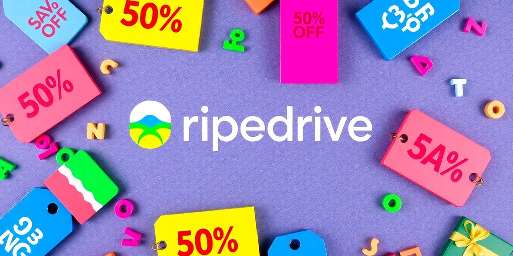 Pipedrive logo with discount tags.