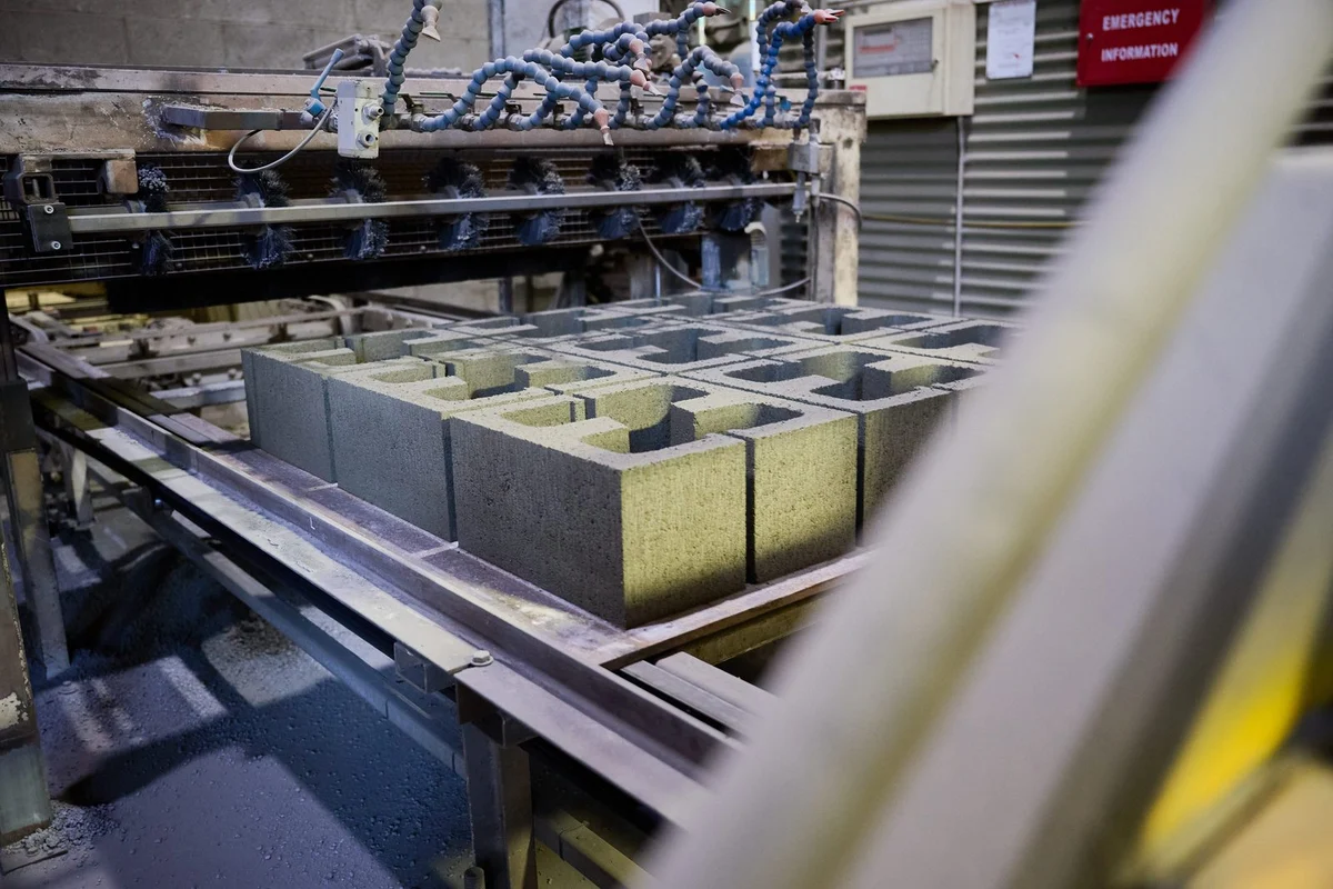 Concrete masonry blocks on an Adbri production line