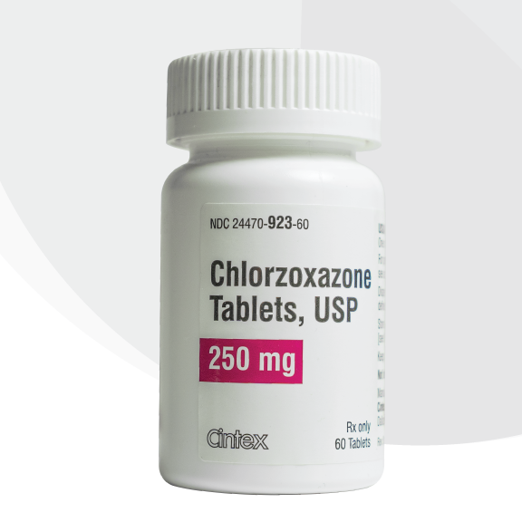 Chlorzoxazone Tabs 250 mg product packaging