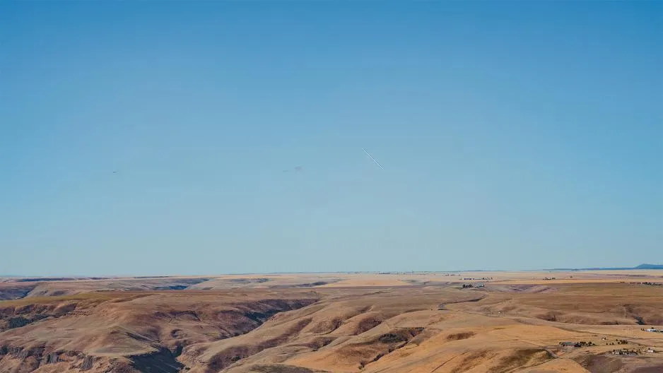 An aerial view of arid landscape