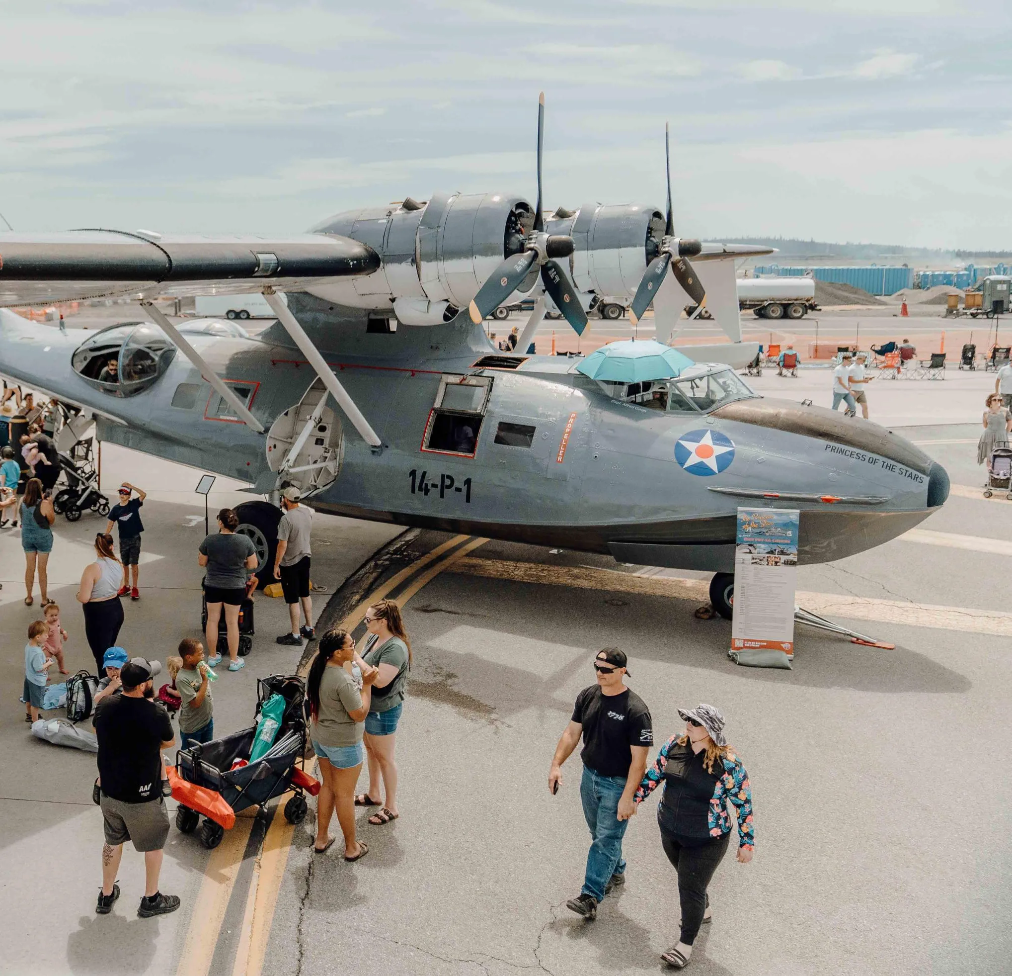 Event patrons viewing Soaring by the Sea's 1943 PBY-5A Catalina