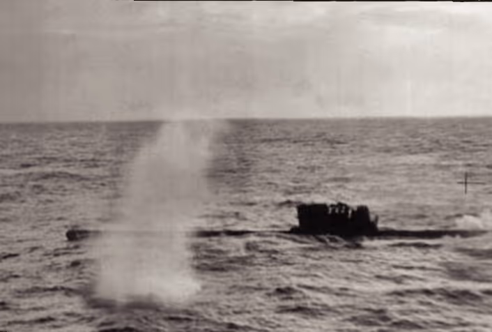 German U-Boat U-342 being bombed in WWII