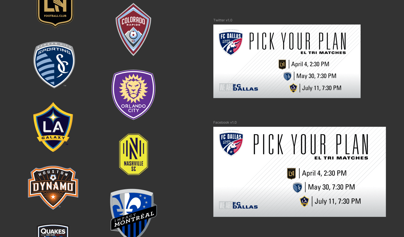 Reusable FC Dallas banner components in Figma