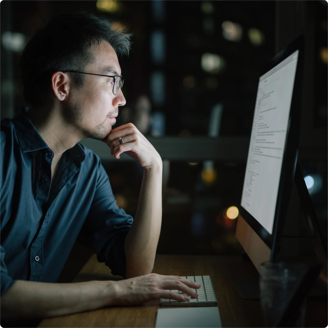 Person Looking at the monitor.