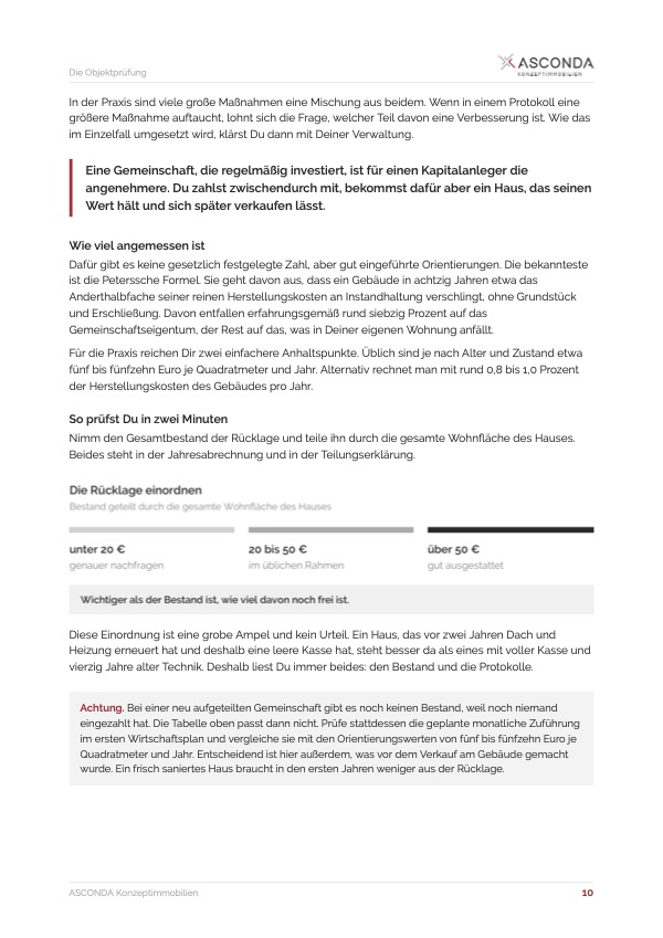 Seite aus Leitfaden zur Objektprüfung