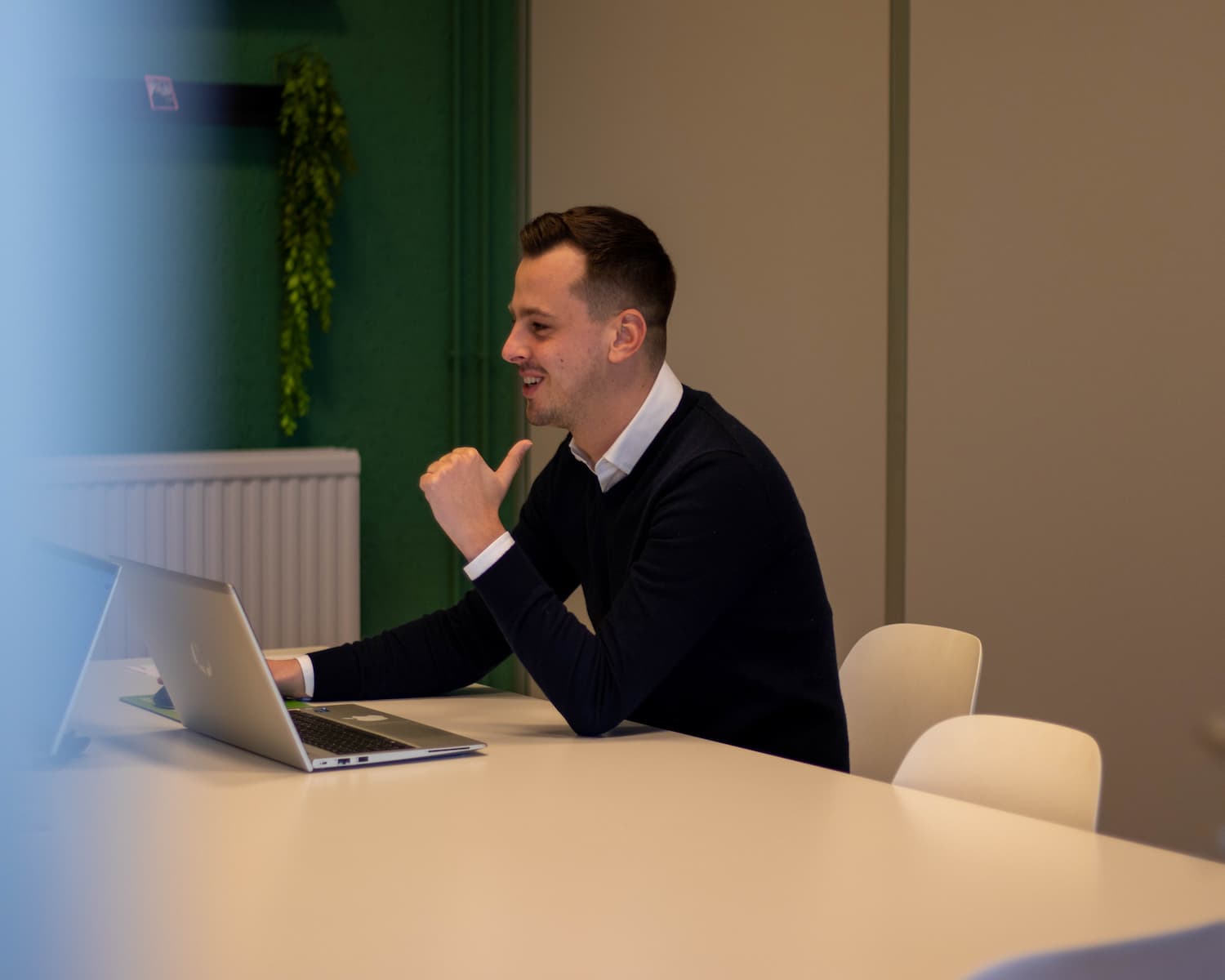 Tibo during a meeting