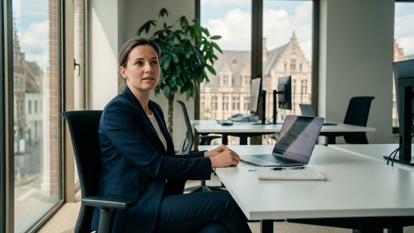 Foto van een Finance Recruiter in het Recrewtment kantoor in Hasselt. 