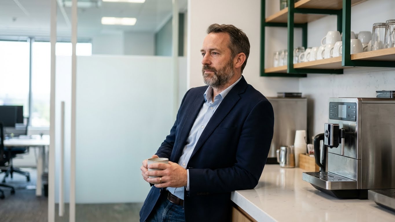 Senior Recruiter in de koffie corner op het Recrewtment kantoor in Gent.