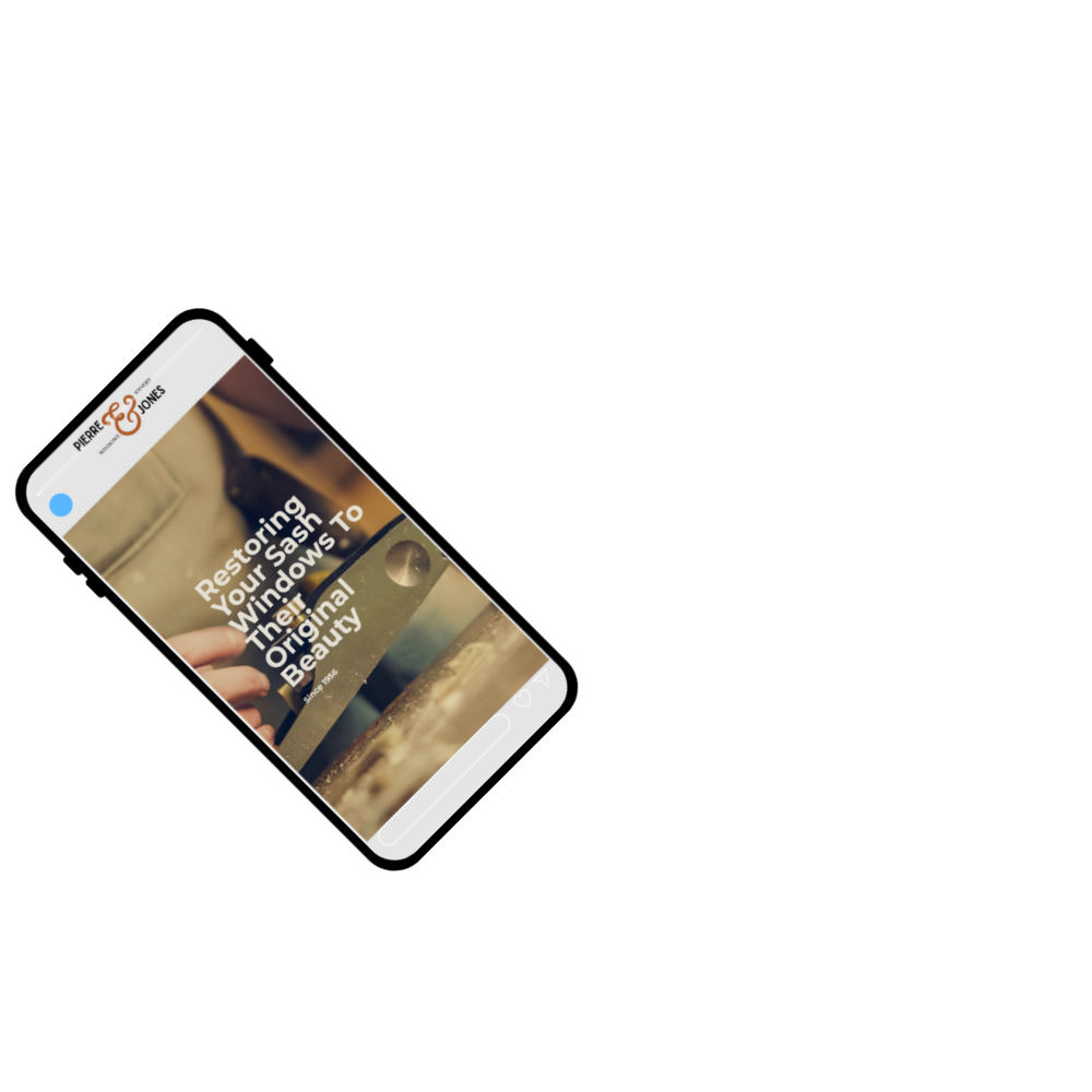 A Mobile phone showing a website development sample page 1