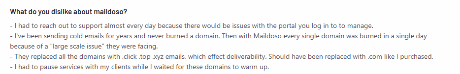 Maildoso user review on g2.com