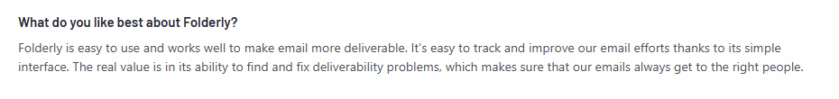 Folderly user review on g2.com