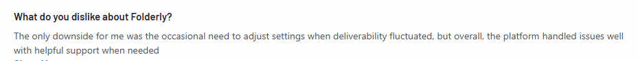 Folderly user review on g2.com