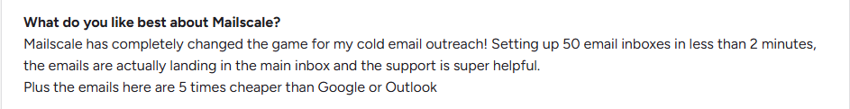 MailScale user review on G2.com