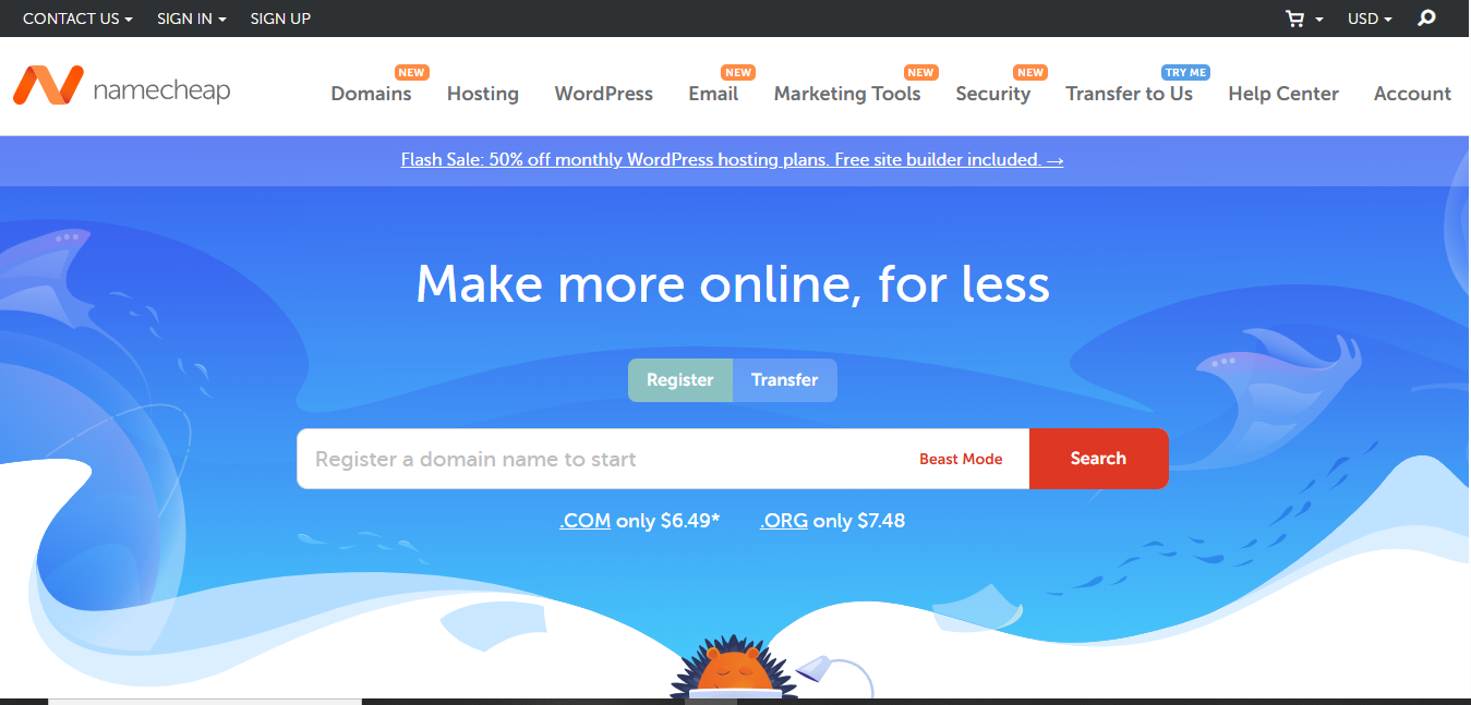 Namecheap home page