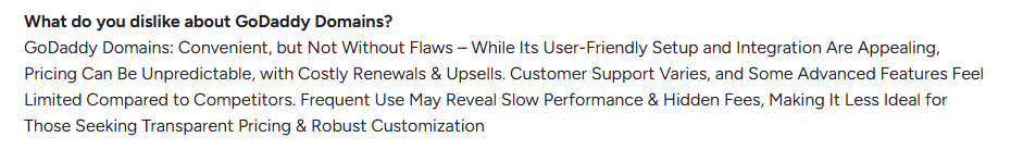 Goodaddy user review on g2.com