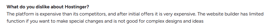 Hostinger  user review on G2.com