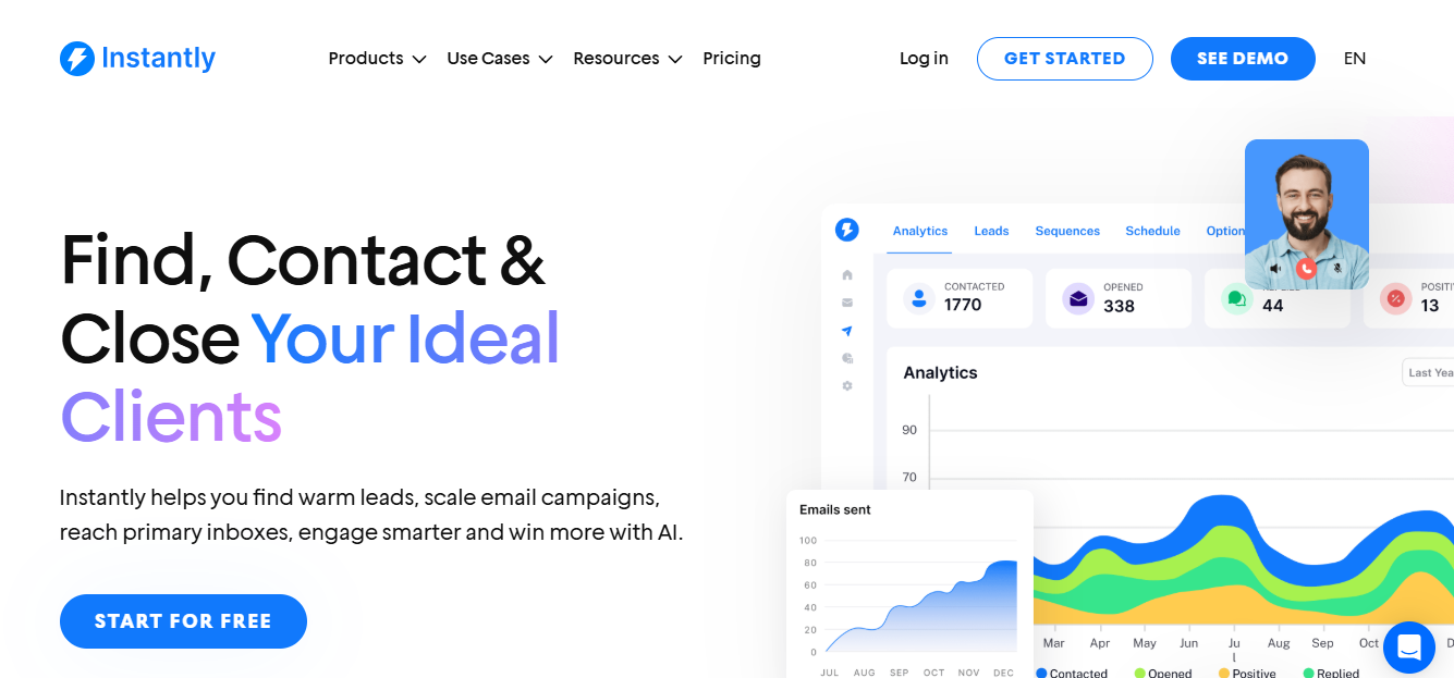 Instantly.ai homepage