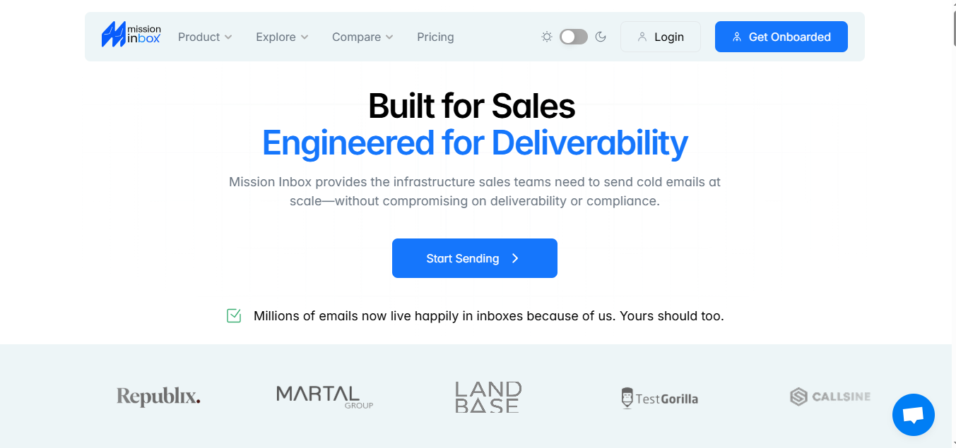Mission Inbox homepage
