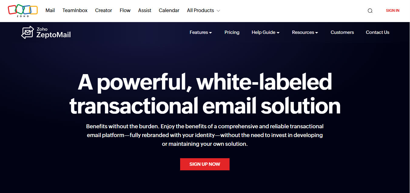 Zoho Zeptomail- Ideal whitelabel email hosting for transactional email
