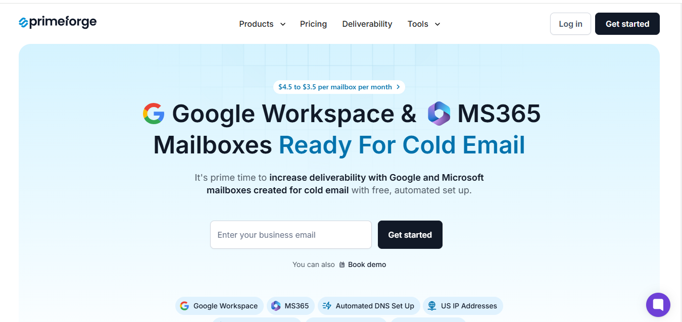 Primeforge- Best cheap inbox with authenticated Google Workspace and Microsoft 365 mailboxes