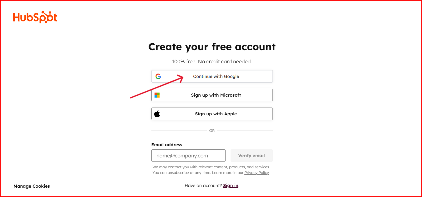 Hubspot Account setting