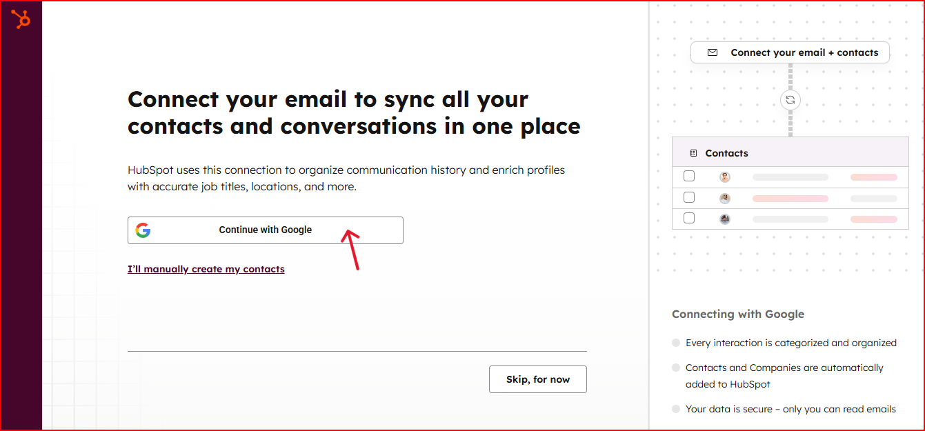 Hubspot account contact Syncing