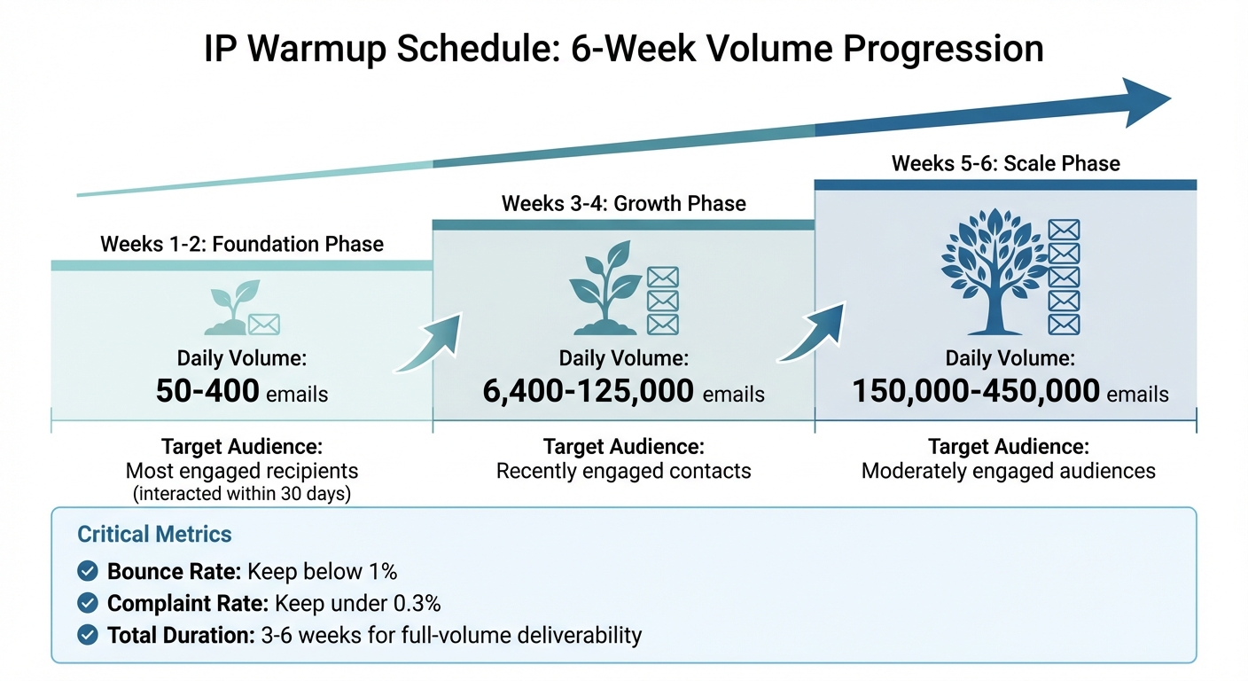 IP Warmup Schedule: 6-Week Email Volume Progression