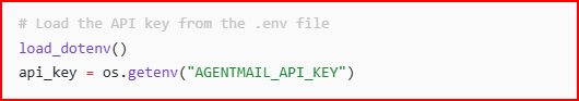 Loading API key in Agentmail