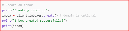 Creating inbox in Agentmail