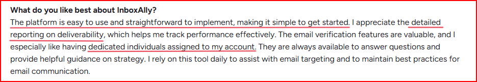 InboxAlly user praising its easy setup