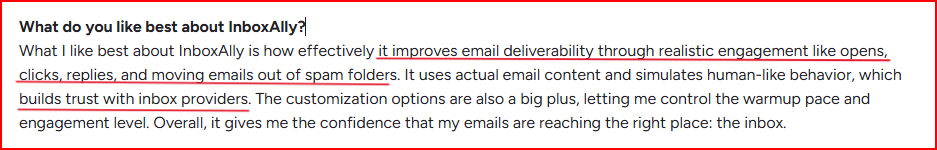 Inboxally user review on its engagement