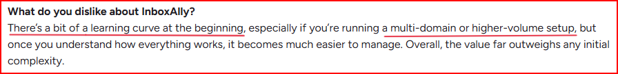 InboxAlly user feedback about its learning curve