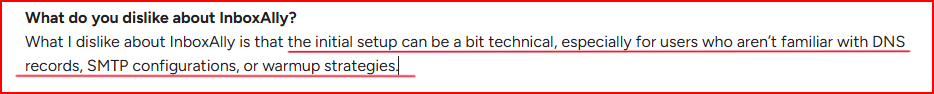 InboxAlly user review about its technical setup