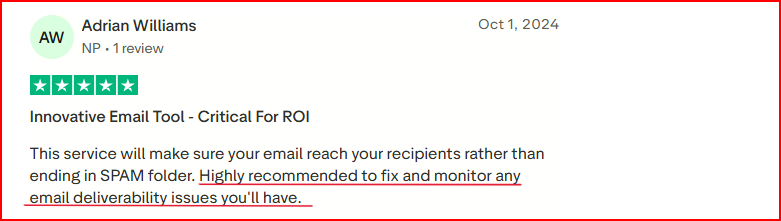 InboxAlly user talking about its Deliverability
