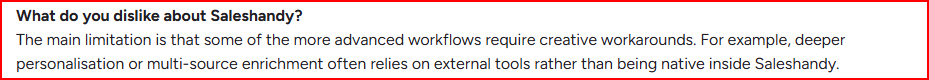 Saleshandy limitation to data personalization