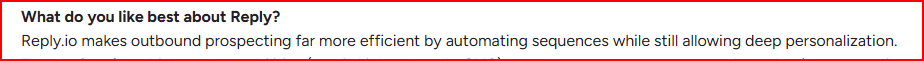 Reply.io user talking about its automation
