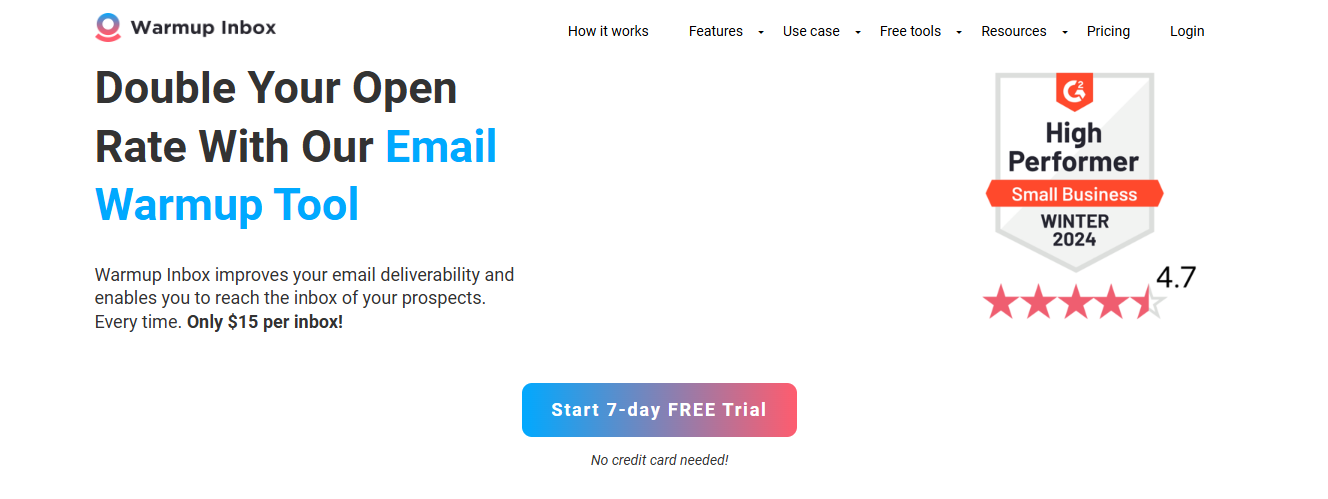Warmup Inbox homepage