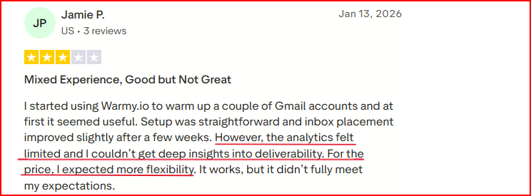 Warmy limitation in deep deliverability analytics