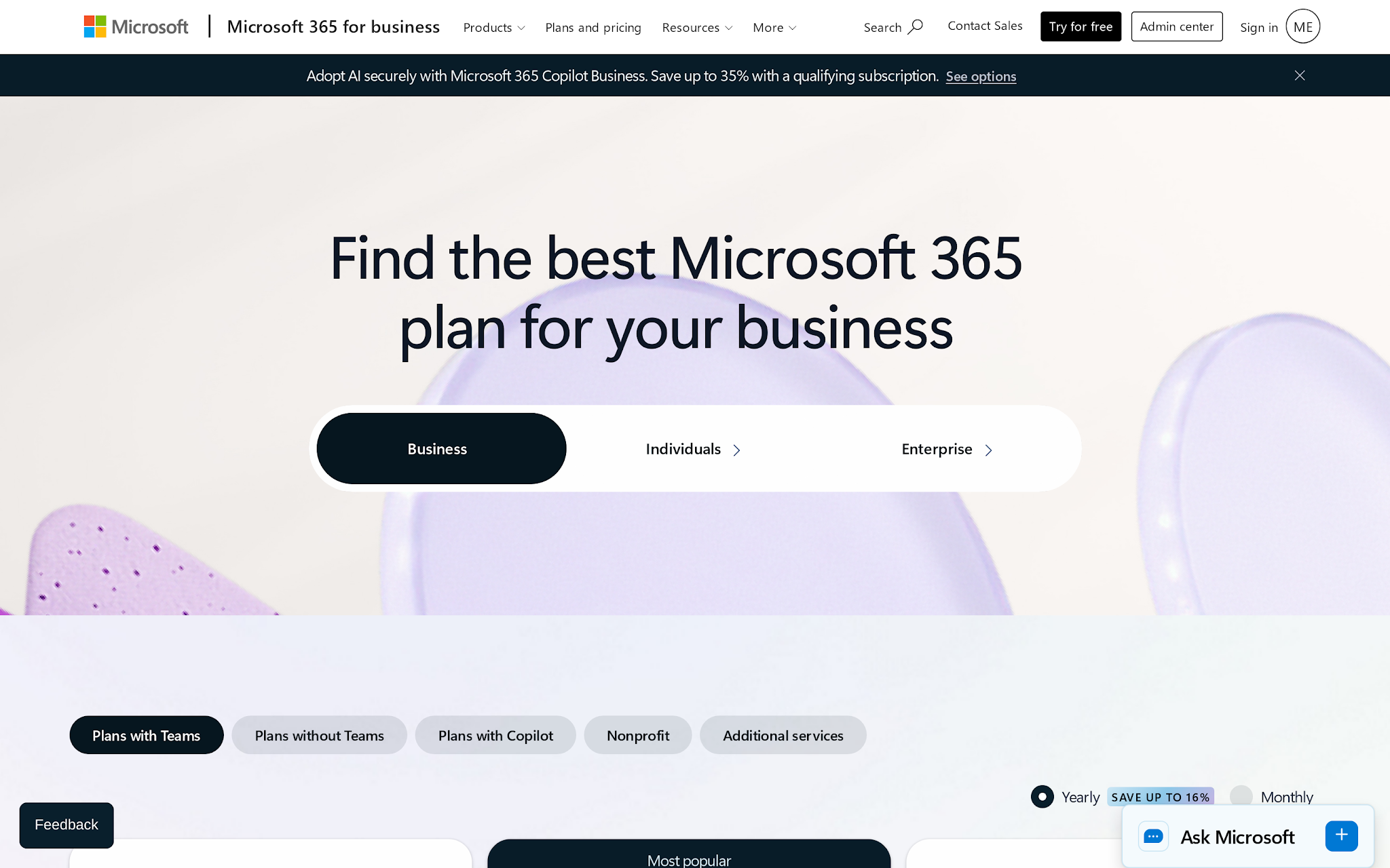 Microsoft 365 business pricing