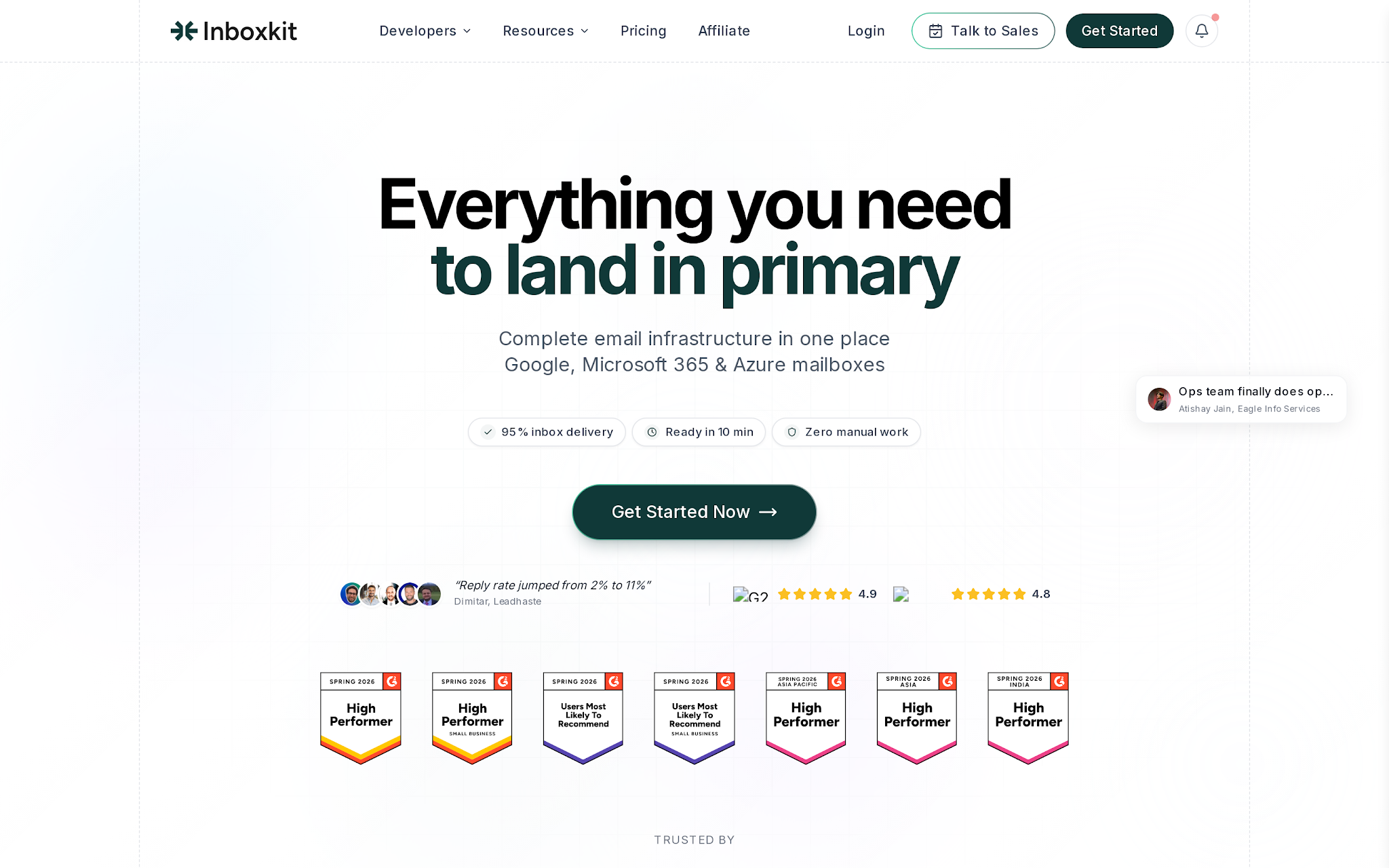 InboxKit cold email infrastructure homepage
