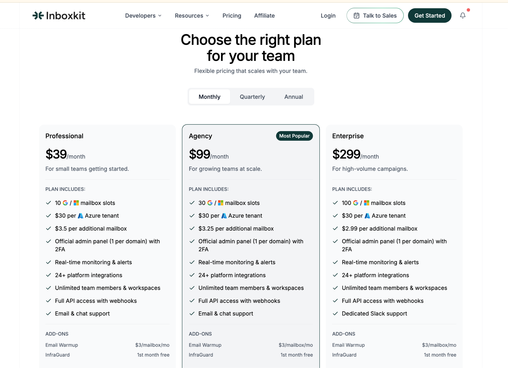 InboxKit pricing