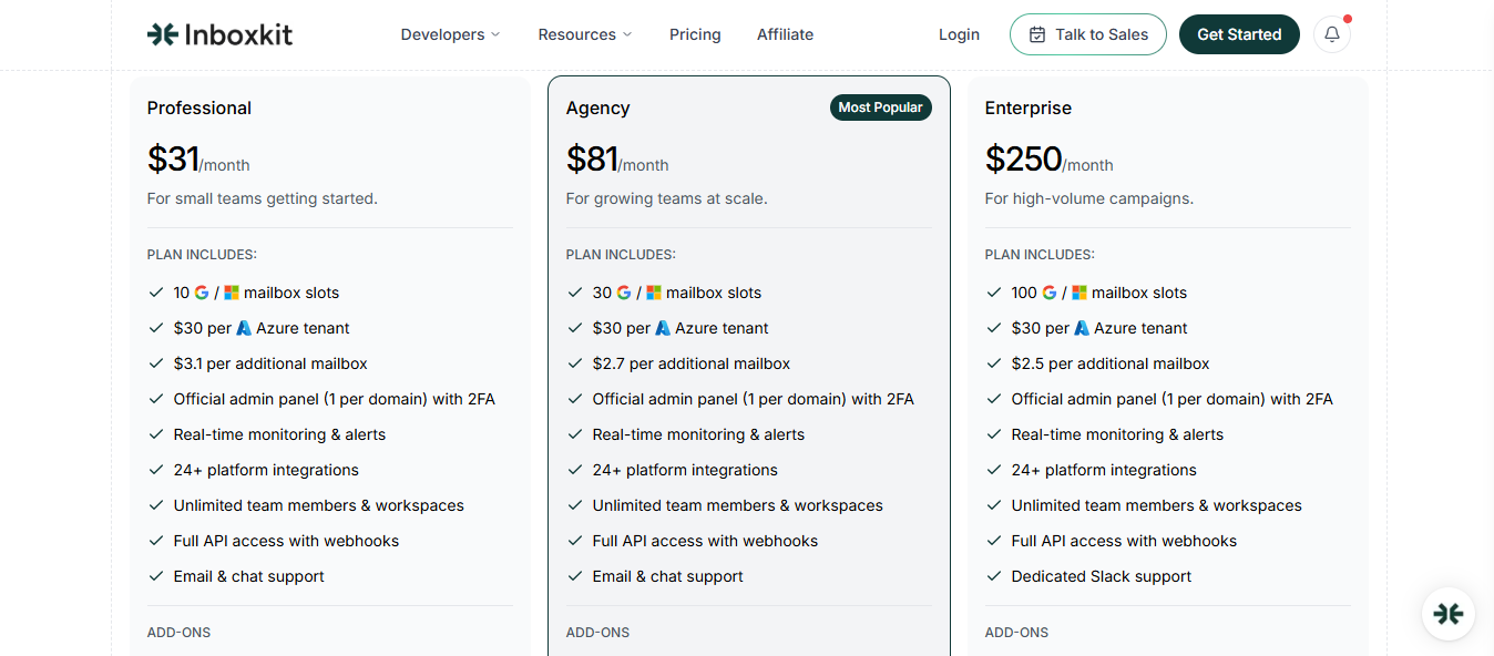 Inboxkit Pricing