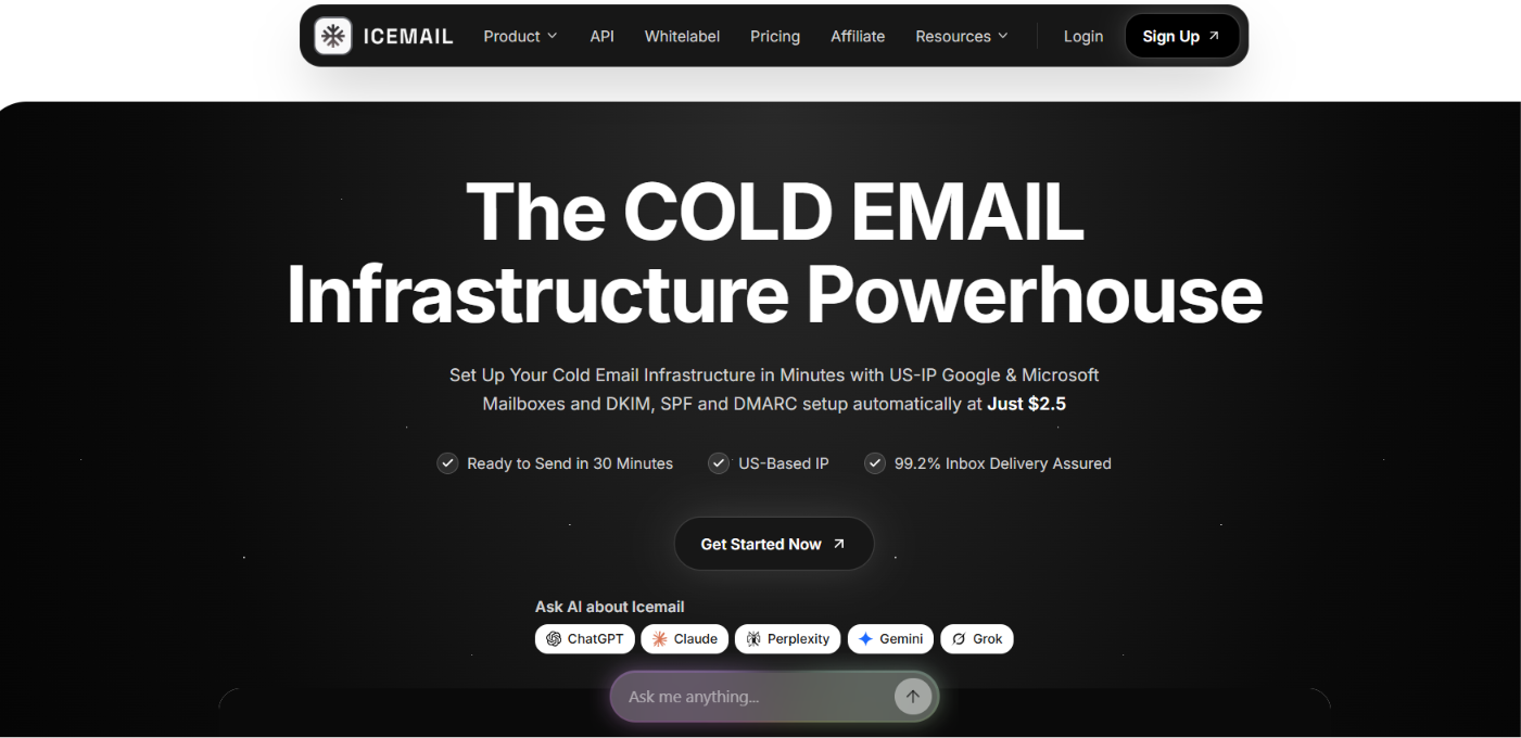 Icemail homepage
