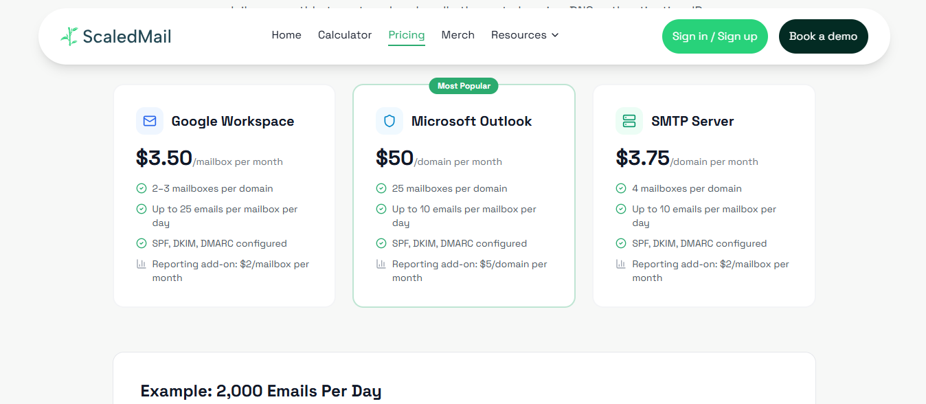 ScaledMail pricing