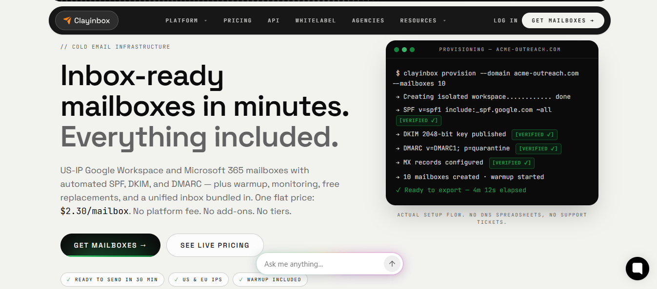 Clayinbox homepage
