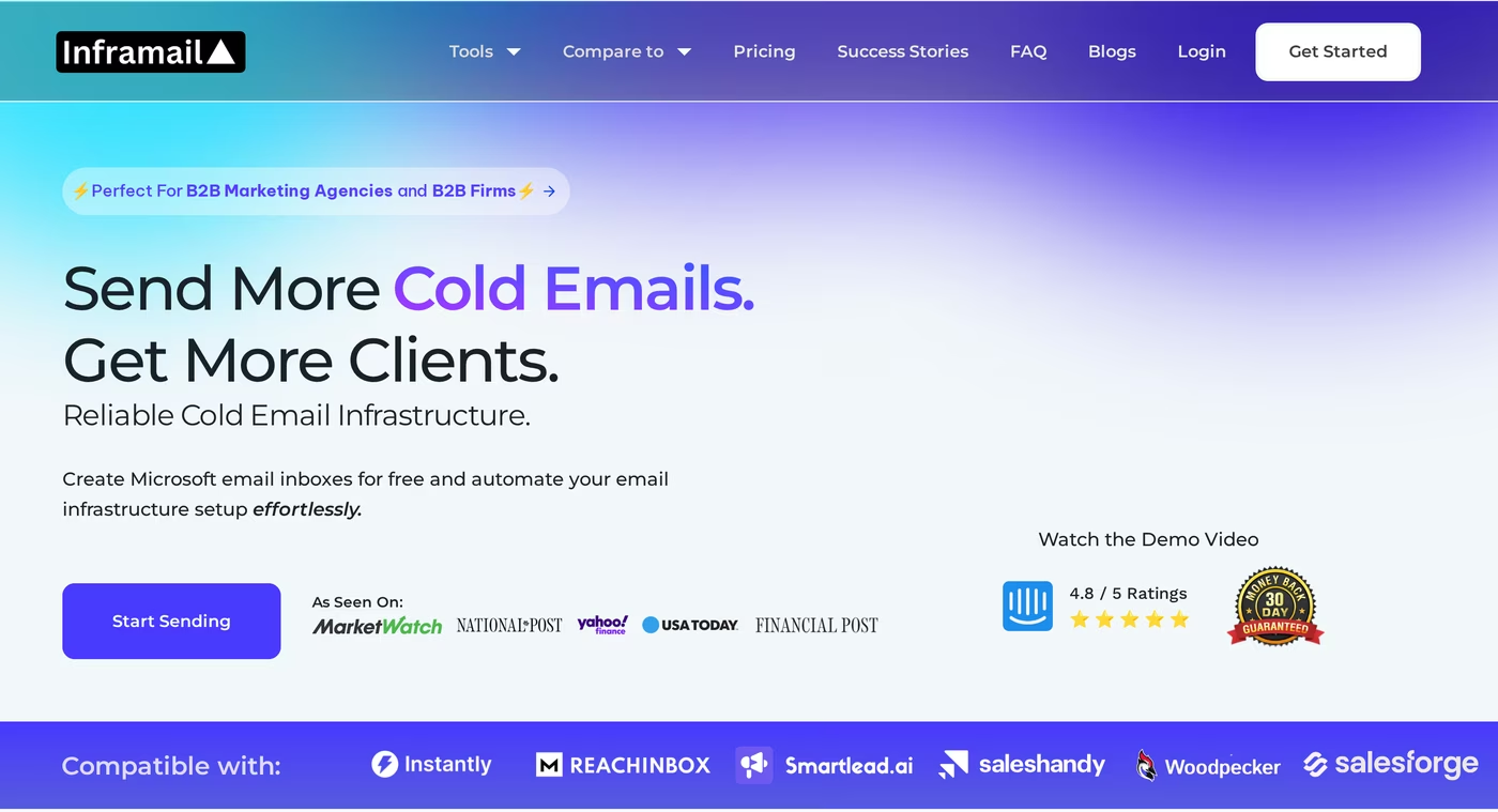 Inframail homepage