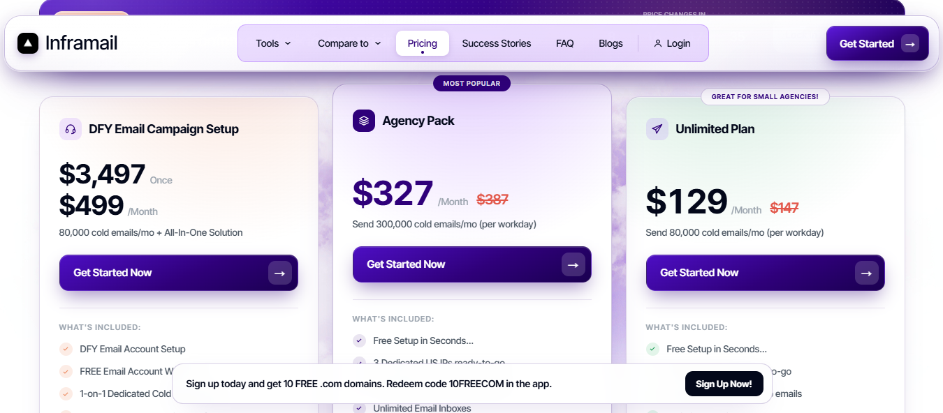 Inframail Pricing
