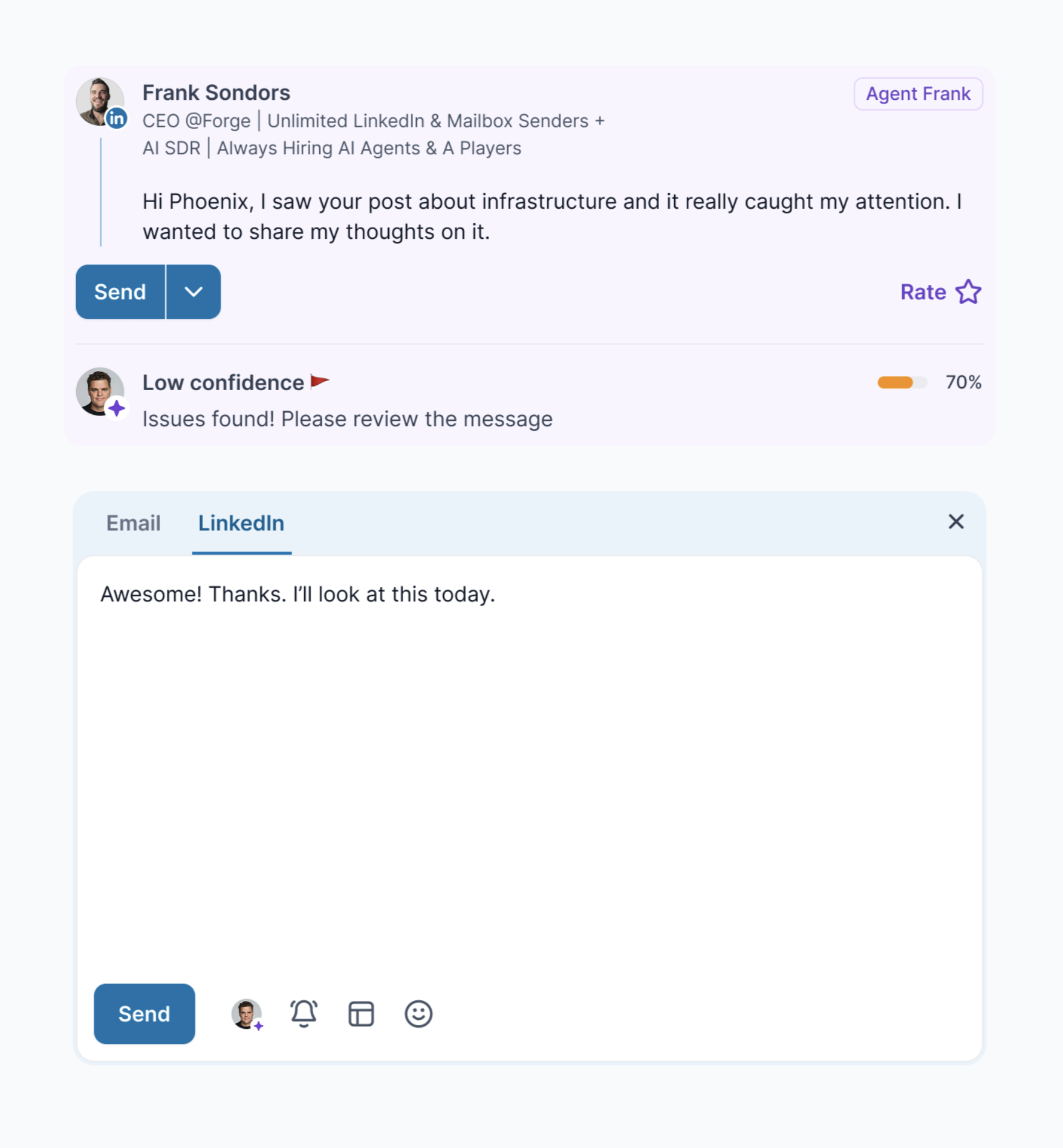 Agent Frank can respond to emails