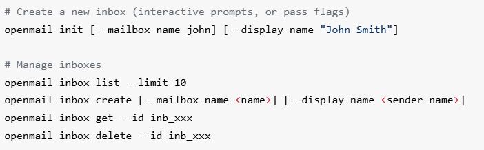CLI Command in OpenMail