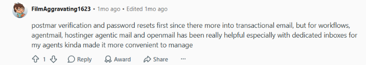 Reddit discussion about Openmail
